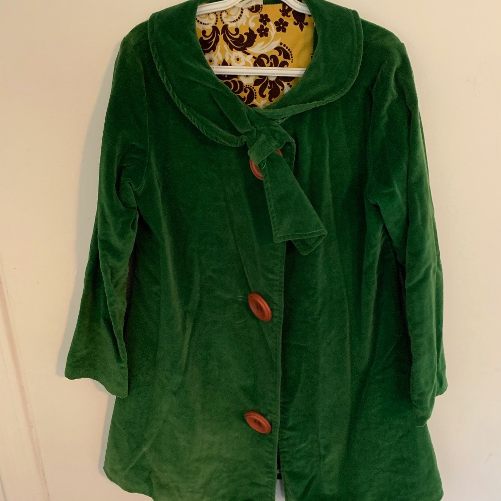 Persnickety Girls Rosemary Green Velvet Jacket - size 8